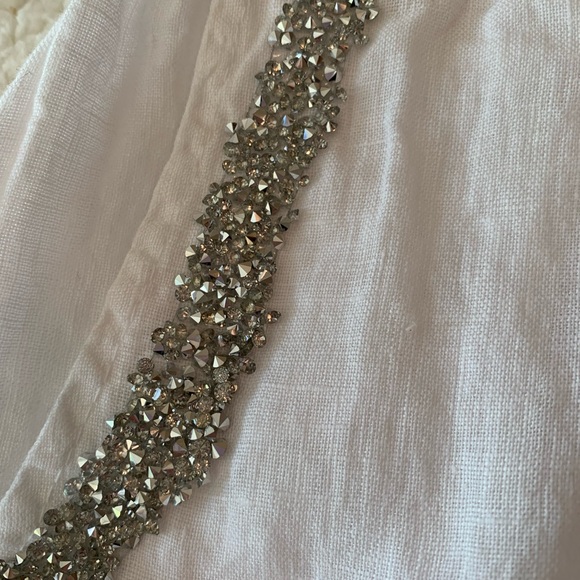 White Linen drawstring pants. - Picture 3 of 5